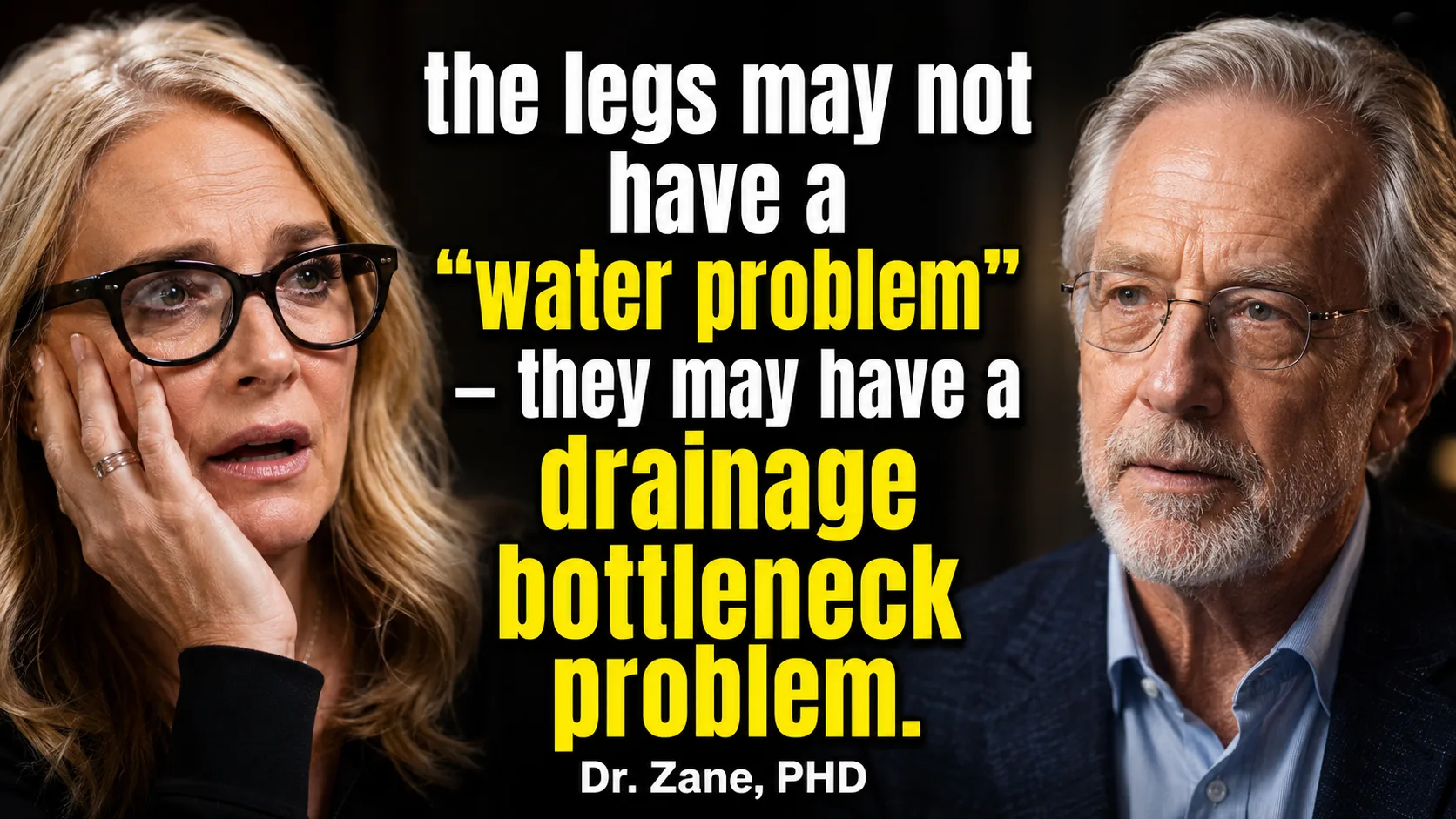 Dr. Zane, PhD: the legs may not have a water problem — they may have a drainage bottleneck problem